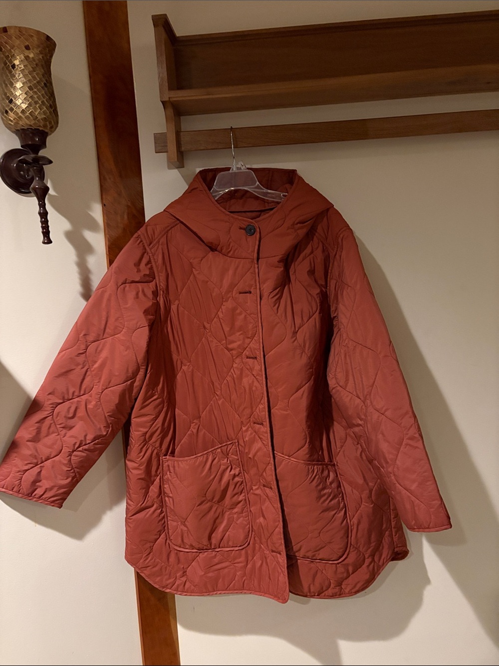 Old Navy Womens plus size 3X Quilted Hooded Jacket - Rust Red - Orange coat